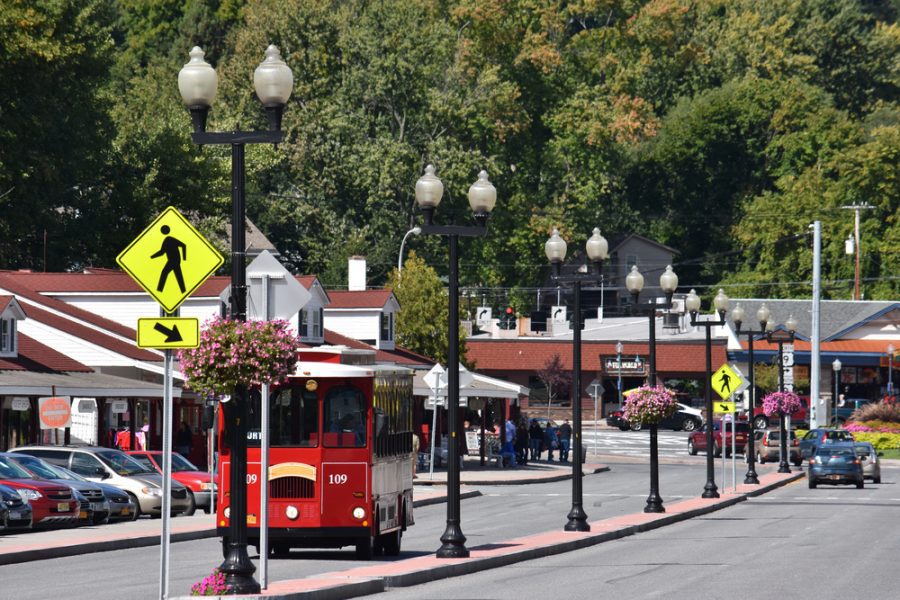 Lake George Village with Trolley