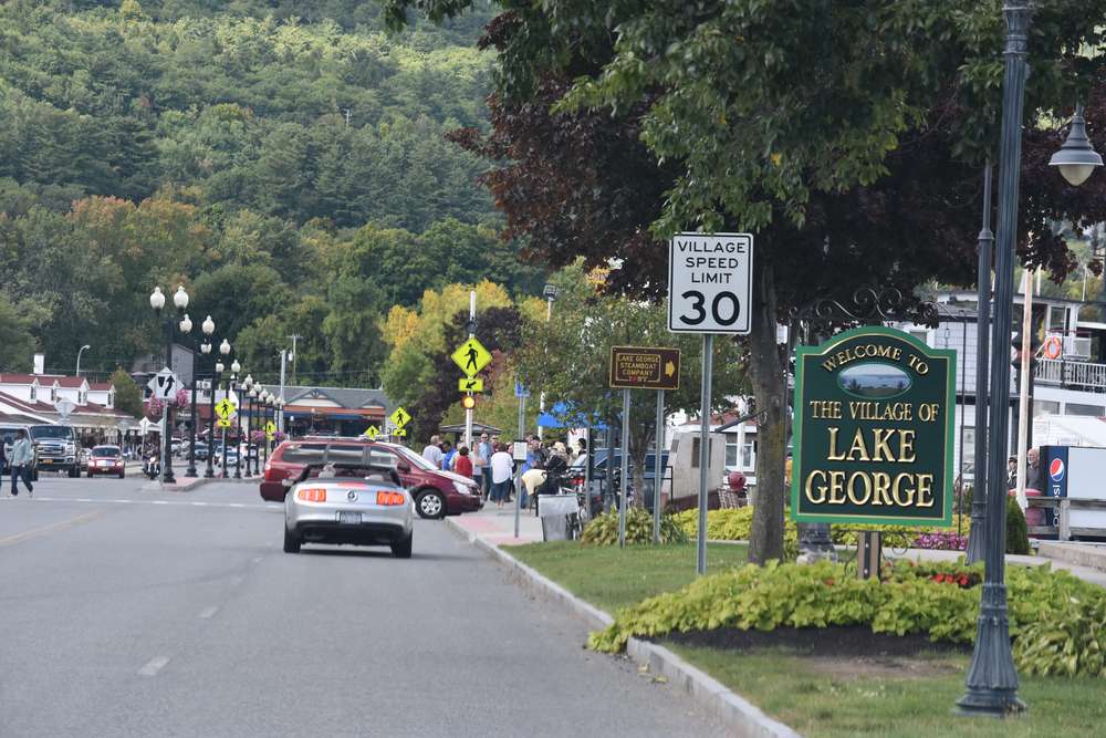 Lake George Village with Sign