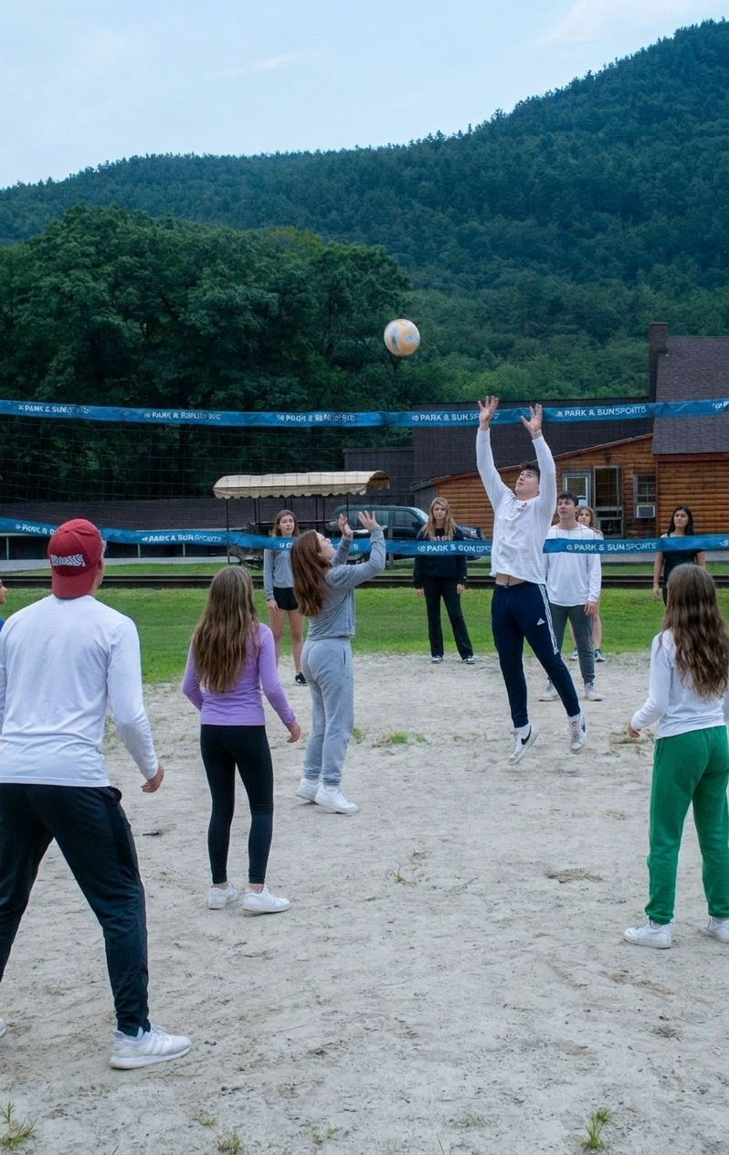 Family Playing Volleyball at 1000 acres
